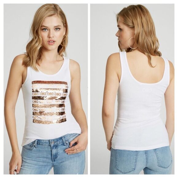 GBG Los Angeles Natasha Sequin Logo Tank Size Lg - Picture 1 of 8